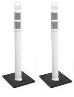 Cortina EZ Grab Delineator 45" Post, 3" Hip Collars with 10 lb Base, 03-747WRBC-2, White, 2 Pack