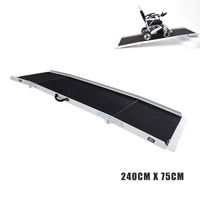 DZWJ Folding Non-Skid Aluminum Wheelchair Ramps with Carry Handle for Wheelchair Scooter Pet Car Mobility 240X75CM