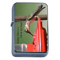Hummingbird Flip Top Oil Lighter S12 Smoking Cigarette Smoker Includes Silver Case