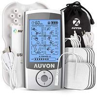 AUVON Rechargeable TENS Unit Muscle Stimulator, 3rd Gen 16 Modes TENS Machine with 8pcs 2"x2" Premium Electrode Pads (American Gel ) for Pain Relief