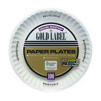 AJM Packaging Coated Gold Label Paper Plate, 7 inch - 1000 per case.