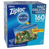 Ziploc Half Gallon Freezer Bags 160 Count Pack