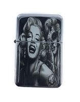 Lighter Merilyn Monroe Good VS Bad Silver Refillable Windproof Oil Petrol Smoke Flip Top