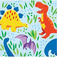 Club Pack of 192 Orange and Yellow Dinosaur Friends 2-Ply Beverage Napkins 5"