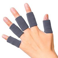 JBM Adult Finger Brace Splint Sleeve Thumb Support Protector Soft Comfortable Cushion Pressure Safe Elastic Breathable for Basketball Volleyball Baseball Badminton Tennis Boating Gym (Grey)