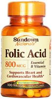 Sundown, Folic Acid 800 Mcg Tablets, 100 ct
