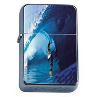 Surfing Big Wave Hang Ten Flip Top Oil Cigarette Lighter