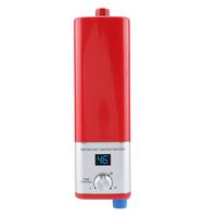Water Heater, Mini Digital Temperature Display Instant Hot Smart Water Heater Easy Installation for Kitchen, Bathroom(Red)