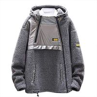 Alvinm New Men's Jacket Fashion Casual Solid Color Comfortable Hooded Cotton Coat Gray