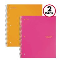 Five Star Spiral Notebooks, 3 Subject, Wide Ruled Paper, 150 Sheets, 10-1/2" x 8", Orange, Pink, 2 Pack (38428)