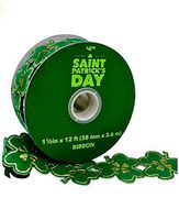 Jo-ann's St.Patrick's Day Ribbon,Shamrocks,Glitter,Green,White (1.5" x 12", Green/Gold Shamrocks)
