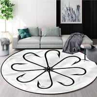 RUGSMAT Fishing Super Soft Circle Rugs for Girls,Fishing Hook Figure Living Room Bedroom Study Soft Carpet Diameter-47