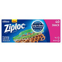 Ziploc Snack Bags, Easy Open Tabs, Ideal for packing cookies, fruits, vegetables, chips and more, 40 Count