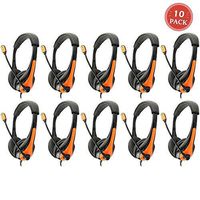 Avid AE-36 Orange On-Ear Stereo Headphones with Boom Microphone (10-Pack)