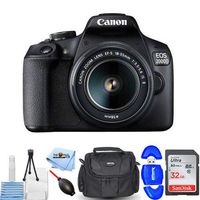 Canon EOS 2000D / Rebel T7 with 18-55mm is II Lens Starter Bundle with 32GB SD, Memory Card Reader, Gadget Bag, Blower, Microfiber Cloth and Cleaning Kit