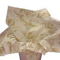 Gold Hearts Angels Cherubs on Vanilla Tissue Paper Gift Wrapping 20"x30" Sheets (10)