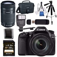 Canon EOS 80D DSLR Camera with 18-135mm is USM Lens + Canon EF-S 55-250mm Lens + Canon 100ES EOS Shoulder Bag Bundle