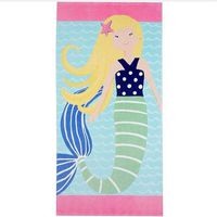 Onebycitess Beach Towel 100% Cotton 35''x70'' Soft Quick Dry Beach Blanket Bath Towel for Kids Adults(Mermaid Redsea)