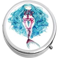 Mermaid Skeleton Medicine Vitamin Compact Pill Box