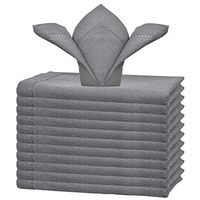 GLAMBURG Cotton Dinner Napkins Set of 12, Cloth Dinner Napkins 18x18, Soft and Comfortable Cocktail Napkins, Wedding Dinner Napkins with Mitered Corners and Hemstitched - Charcoal Grey