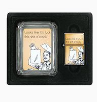 @#$% This @#$% Funny Square Glass AshTray and Oil Lighter Set