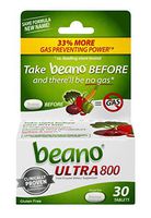 beano Ultra 800 Gas Prevention, Food Enzyme Dietary Supplement, Help Digest Gas-Causing Foods, 30 Tablets