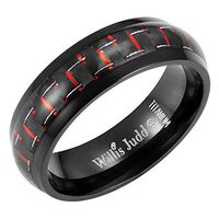 Willis Judd 7mm Titanium Red Carbon Fiber Ring in Velvet Gift Packaging Black– Size 10.5