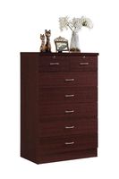 Hodedah 7 Drawer Chest, Five Large Drawers, Two Smaller Drawers with Two Locks, Mahogany