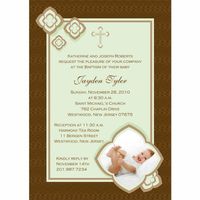 Elegant Blossoms with Cross Photo Baptism Invitations - Set of 20