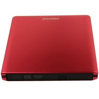 Pawtec External USB 3.0 Aluminum 8X DVD-RW Writer Optical Drive For PC Windows & Mac (Red)