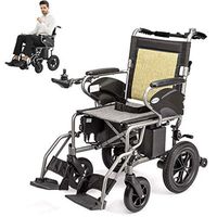 NADAENW Lightweight Electric Wheelchair Easy Folding Power Chair Dual Control Electromagnetic Brake 24V 12AH