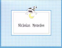 Cow Over the Moon Blue Printable Note Cards