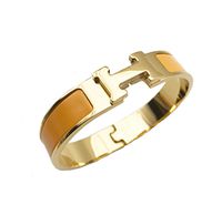 WXP Unisex H-Bracelet Bracelet Fashion Stainless Steel Buckle Bracelet Enamel Bracelet (Gold/Yellow, Width:12mm)