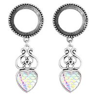 Diamond Women/Men Stainless Steel Ear Extender Heart Scale Ear Plugs Earrings/12mm