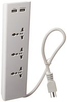 Ceptics Travel 3 Outlet Universal Power Strip Socket Dual World Wile Voltage - 100V- 250V and Surge Protector - Light Weight- USA Plug