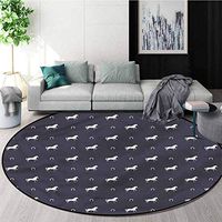 RUGSMAT Horses Modern Machine Washable Round Bath Mat,Wild Mustang Pattern Lifts Basket Swivel Chair Pad Coffee Table Rug Round-55