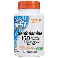 Doctor's Best Benfotiamine 150 + Alpha-Lipoic Acid 300 with BenfoPure, Non-GMO, Vegan, Gluten Free, Promotes Healthy Blood Sugar, 60 Veggie Caps