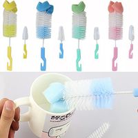 2Pcs Baby Milk Bottle Pacifier Sponge Cleaning Brushes Set Baby Nipple Brush 360 Degree Sponge Cleaner for Feeding Bottle, Water Bottle, Mug, Cup, Jar