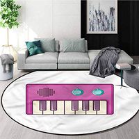RUGSMAT Music Anti-Skid Area Rug,Cartoon Synthesizer Digital Nursery Rugs Diameter-39