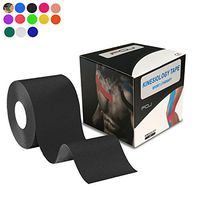 Kinesiology Theraeputic Tape Physio for Athletic Sports Recovery Pain Relieve Strong Adhesion Waterproof Original Cotton Uncut 2 Inch x 16.4 Feet (Black)
