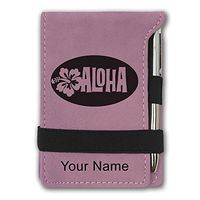 Mini Notepad, Aloha, Personalized Engraving Included (Pink)
