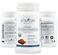 Organic Certified Vegan Ceylon Cinnamon 1000mg - for Heart & Circulatory Health, Powerful Antioxidant, Arthritis Pain - 90 Pills Supplement - Easy to Swallow Tablets