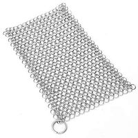 Stainless Steel Cast Iron Cleaner - LauKingdom Cast Iron Scrubber 8x6 Inch Chain Mail Cleaner for Cast Iron Pan 316L Ultra-hygienic Anti-Rust Cast Iron Skillet Cleaner