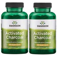 Swanson Activated Charcoal, Detox Support Supplement 260 mg, 120 Capsules, 60 Servings, 520 mg per Serving (2 Pack)