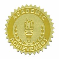 Self-Adhesive 1 3/4" Gold Foil Stamped Certificate Seals - Academic Achievement - 216 Total!