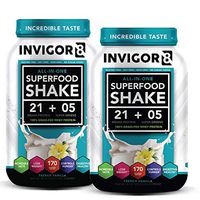 INVIGOR8 Superfood Protein Shake with Immunity Boosters - Gluten-Free and Non GMO Meal Replacement Shake with Omega 3 (French Vanilla) (2 Pack)