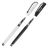 Fosmon [2-in-1 Stylus + Pen] Executive Series Ballpoint Pen and Capacitive Stylus with Fibermesh Tip for Apple, Samsung, Google, HTC, LG Motorola Phones & Tablets (2 Pack) (Black & White)
