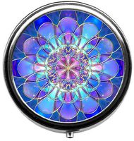 Eareeco - Blue Flower Round Pill Case/Pill Box/Pill Case/Case- Three-Compartment Pill Box/Pill Case