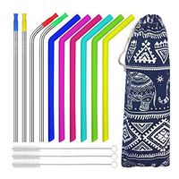 Reusable Straws,Edobil 6 Silicone Straws+4 Stainless Steel Straws+3 Cleaning Brushes+4 Silicone Tips for 30oz / 20oz Tumblers Yeti (Colourful)