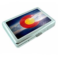 Perfection In Style Metal Silver Cigarette Case Colorado Flag Design 008